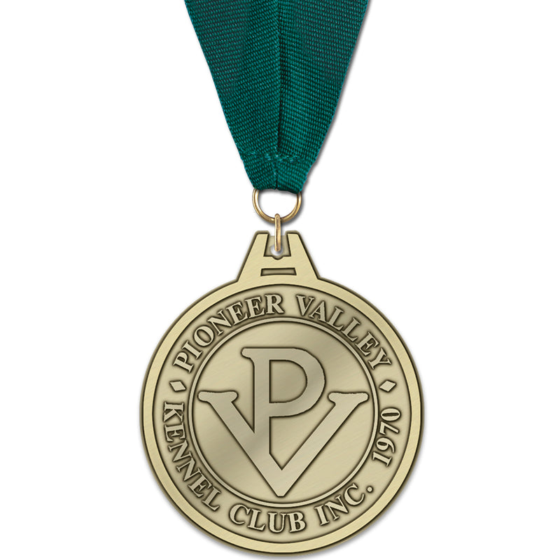 2-1/2" HS Custom Award Medal With Grosgrain Neck Ribbon