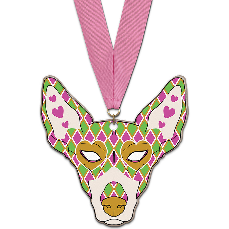 5" Custom Shape Birchwood Medal With Any Grosgrain Neck Ribbon