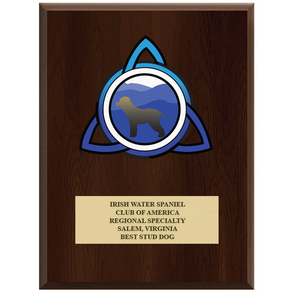 9" x 12" Custom Full Color Cherry Plaque With Engraved Plate