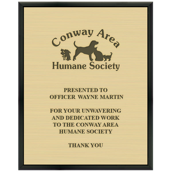 12" x 15"  Award Plaque - Black w/ Engraved Plate