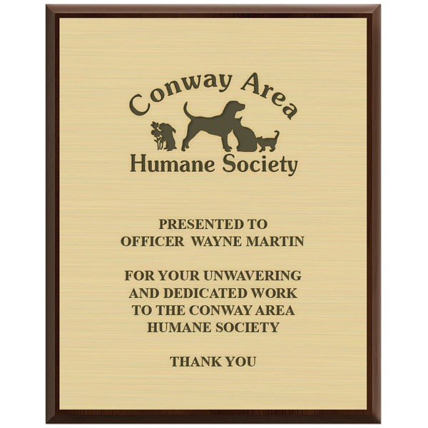 12" x 15" Custom Cherry Plaque With Engraved Plate