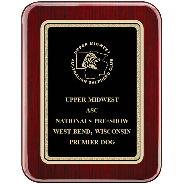 7" x 9" Rosewood Piano Finish Award Plaque