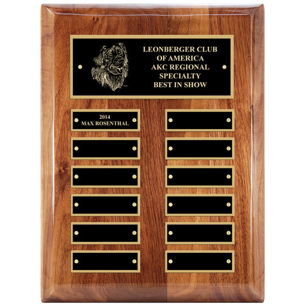 9" x 12" Custom Walnut Perpetual Plaque