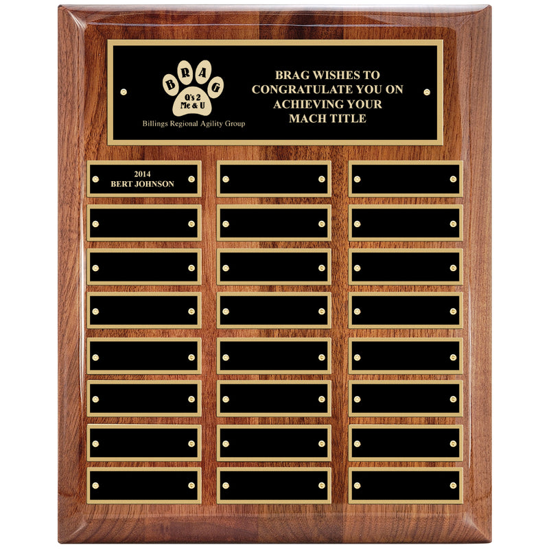 10-1/2" x 13" Custom Walnut Perpetual Plaque