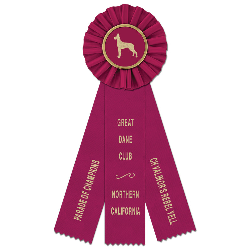 Ideal 3 Rosette Award Ribbon With 3 Streamer Printing