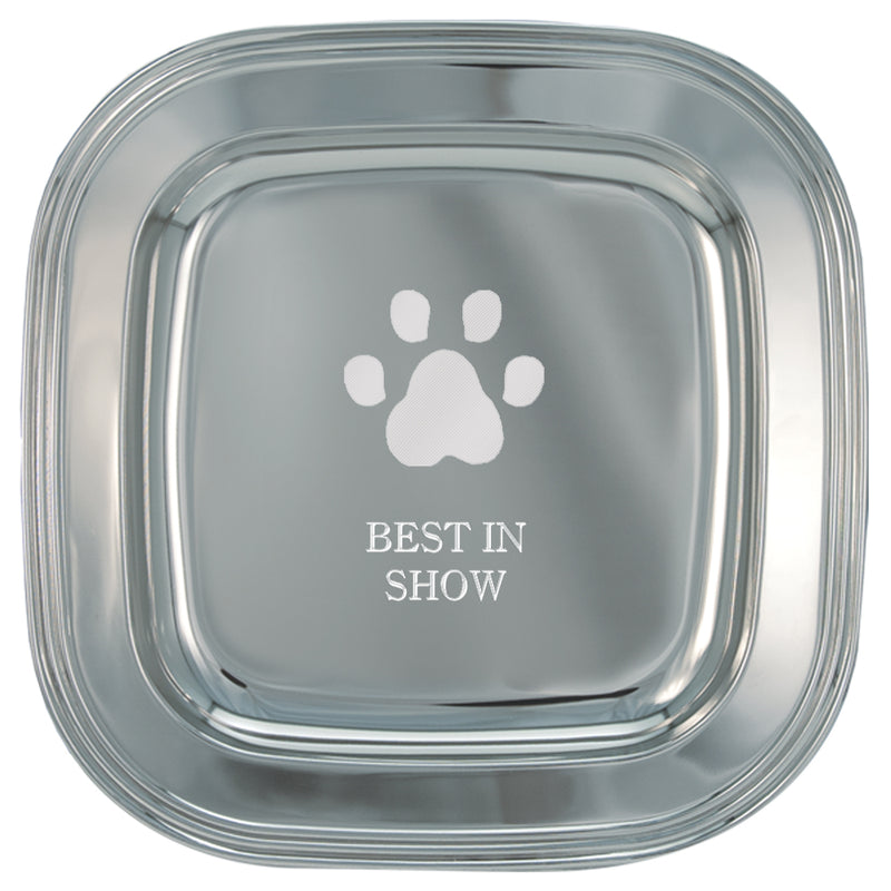 8" Paw Print Silver Award Tray With Placing