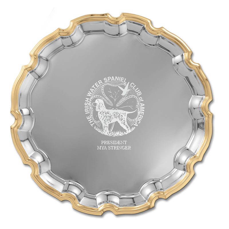 12" Chippendale Award Tray With Gold Border