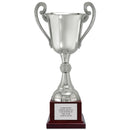 14-1/4" Loving Cup Award Trophy With Cherry Tone Wood Base