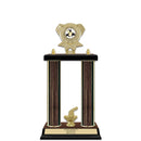 15" Custom Walnut Finished Award Trophy With Trim & Insert Top