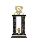 15" Custom Black Faux Marble Award Trophy w/Trim & Insert Top
