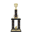 20" Black Faux Marble Award Trophy With Wreath And Trim
