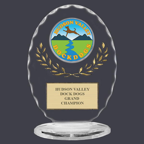 6-3/8" Free Standing Oval Award Trophy With Gold Wreath