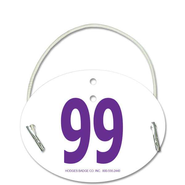 Custom Indurotec<sup>TM</sup> Full Color Oval Exhibitor Number With Elastic