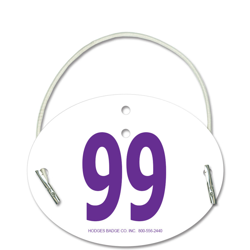 Custom Indurotec<sup>TM</sup> Full Color Oval Exhibitor Number With Elastic