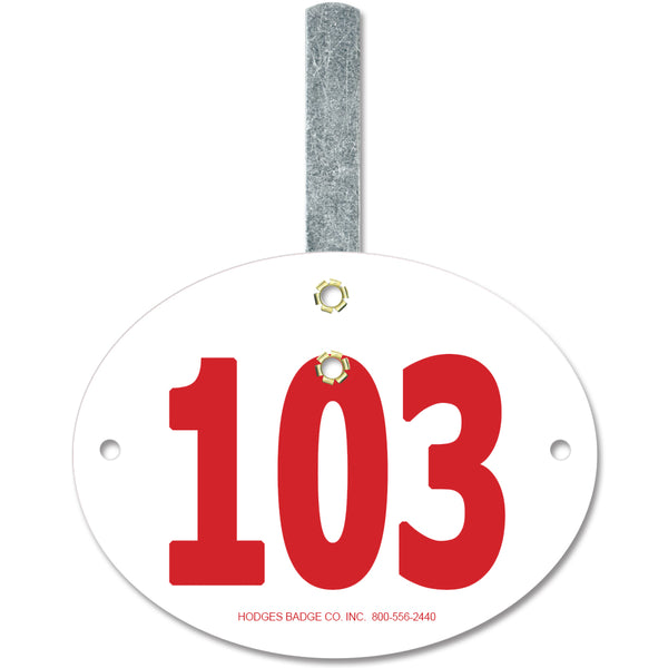 Indurotec<sup>TM</sup> Small Oval Exhibitor Number With Hook