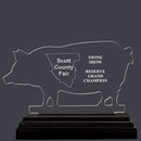 Engraved Hog Shaped Acrylic Award Trophy w/ Black Base