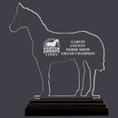 Engraved Horse Shaped Acrylic Trophy w/ Black Base