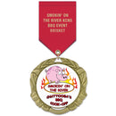 2-3/4" Custom XBX Award Medal With Satin Drape Ribbon