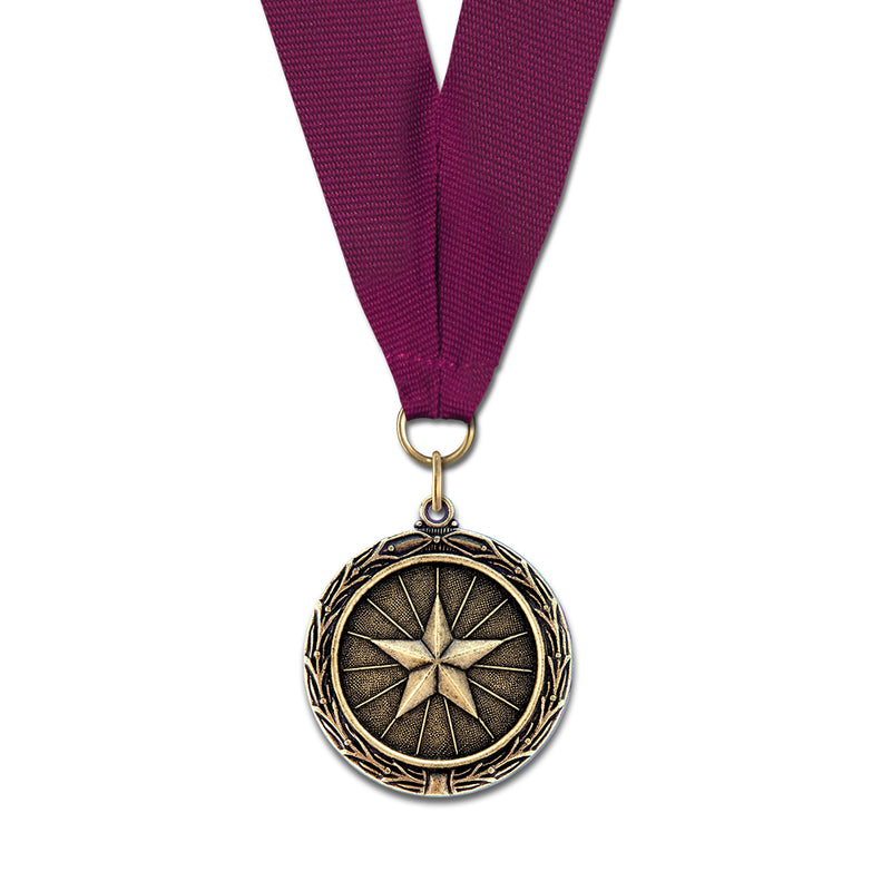 1-1/2" Custom MX Award Medal With Grosgrain Neck Ribbon