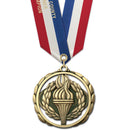 2-3/8" Custom ES Award Medal w/ Specialty Satin Neck Ribbon