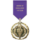 2-3/8" Custom ES Award Medal w/ Satin Drape Ribbon