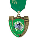 2-3/4" Custom MS14 Mega Shield Award Medals With Satin Neck Ribbon