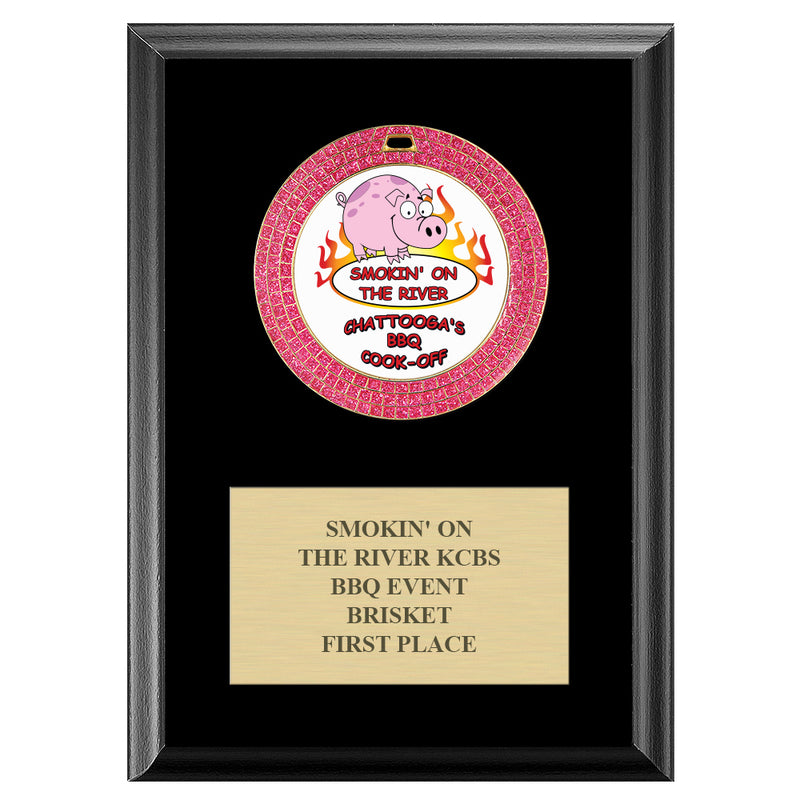 5" x 7" Custom GGM Medal Award Plaque - Black Finish