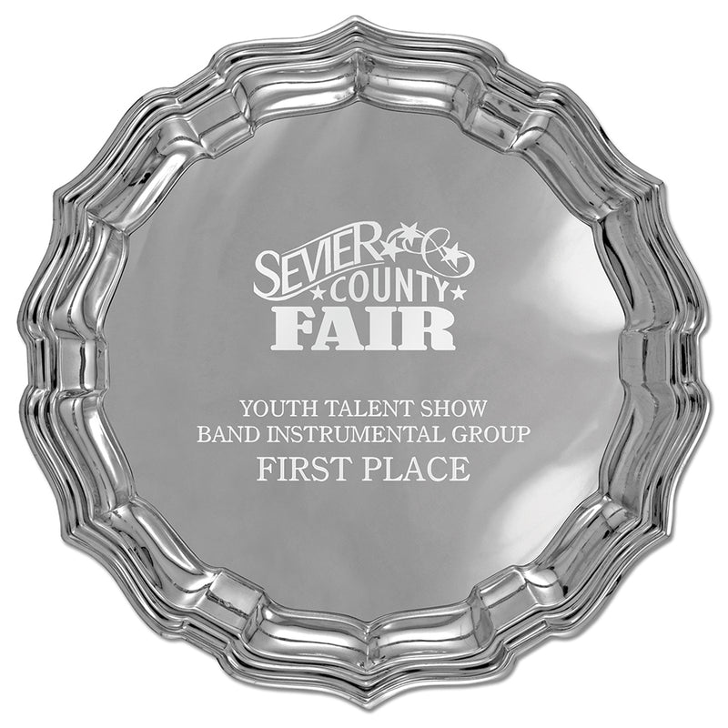 10" Pewter Chippendale Award Tray