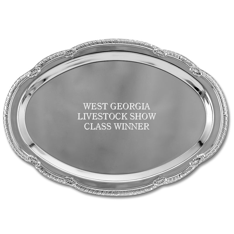 9" x 6-1/2" Scalloped Oval Award Tray
