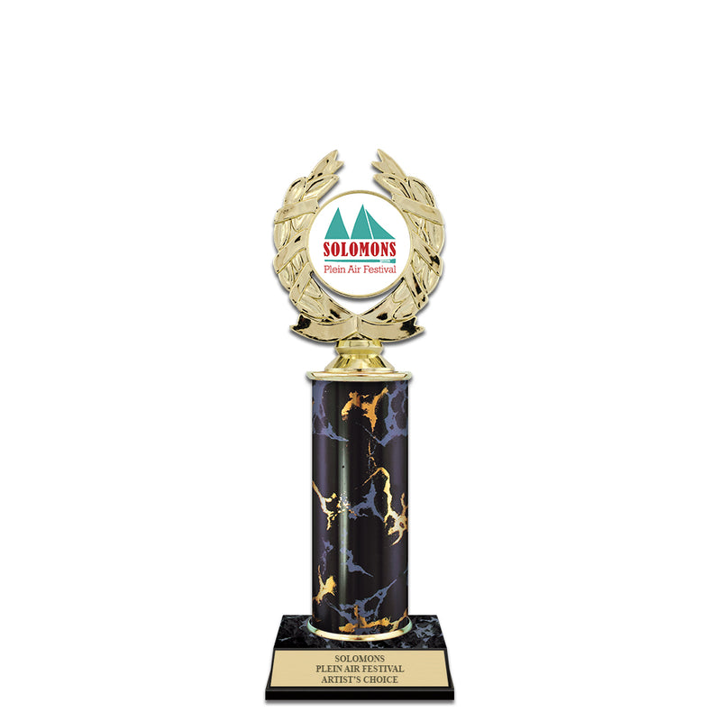 10" Custom Black/Gold Award Trophy w/Insert Top