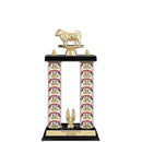 15" Custom 2 Column Trophy with Trim and Black Marble Base