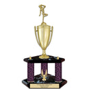20" Custom 3 Column Black Base Award Trophy With Loving Cup & Trim