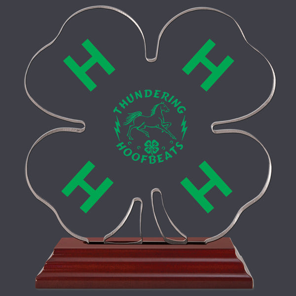 5-1/2" Custom Full Color 4-H Clover Shaped Acrylic Award