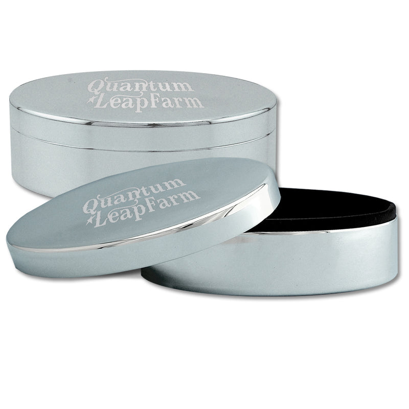 4-1/2" X 3" Custom Engraved Silver Oval Jewelry Box