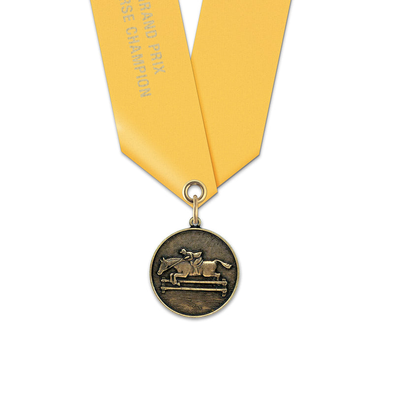 1-1/8" CX Award Medal With Custom Satin Neck Ribbon