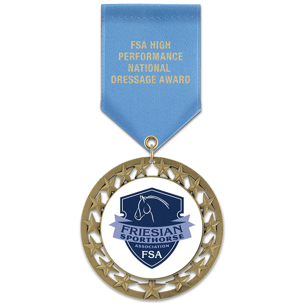 2-3/4" Custom RS14 Award Medal With Satin Drape Ribbon