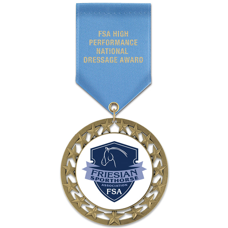 2-3/4" Custom RS14 Award Medal With Satin Drape Ribbon