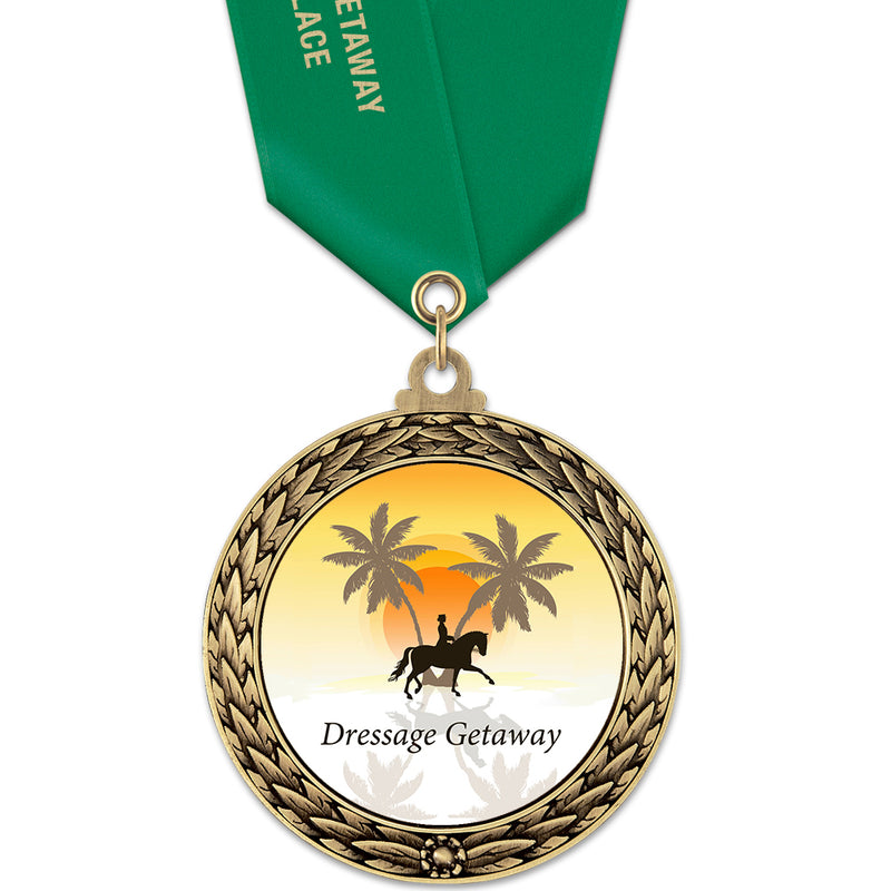 2-5/8" Custom GFL Award Medal With Satin Neck Ribbon