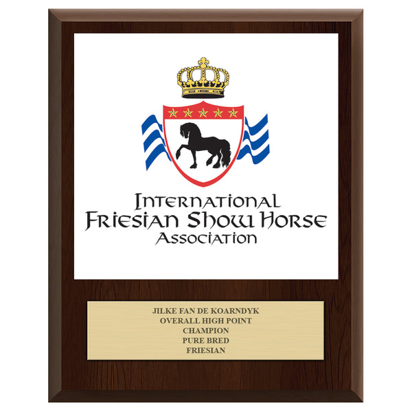 12" x 15" Custom Full Color Cherry Plaque With Engraved Plate