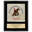 7" x 9" Custom Full Color Black Plaque With Tumbled Stone Tile & Engraved Plate
