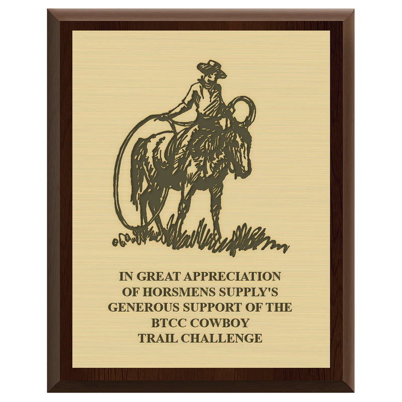 9" x 12" Custom Cherry Plaque With Engraved Plate