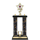 15" Custom Black Faux Marble Award Trophy w/Trim & Insert Top