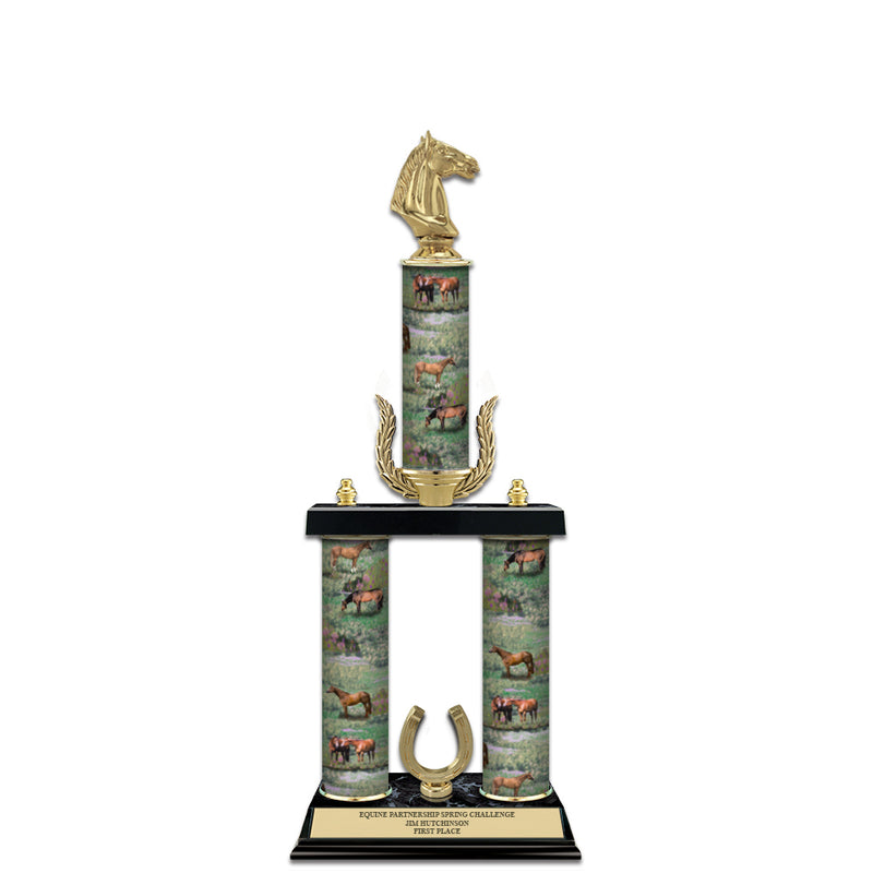 20" 3 Column Award Trophy With Wreath & Trim