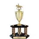 20" Custom 3 Column Black Base Award Trophy With Loving Cup & Trim