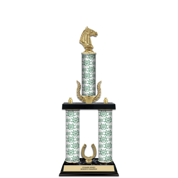 20" Custom 3 Column Trophy with Trim and Black Marble Base