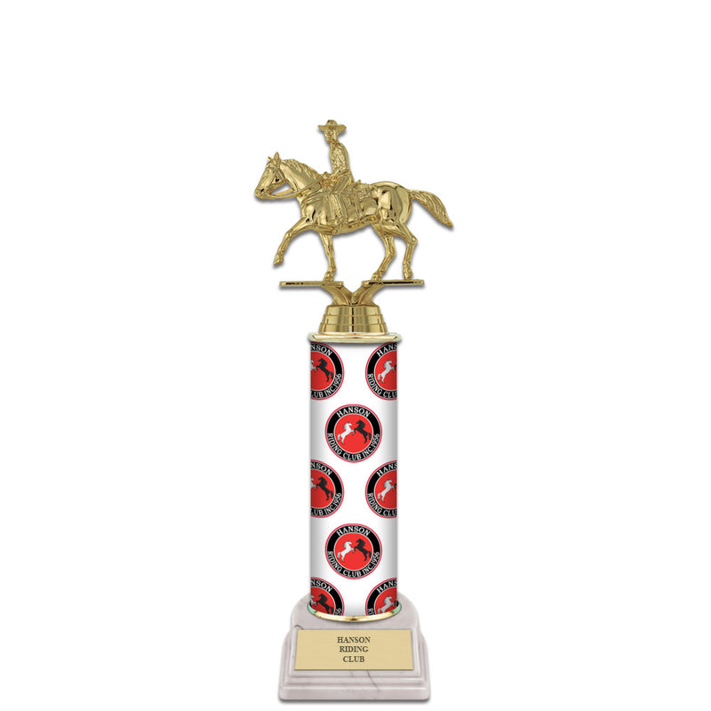 12" Custom Column Trophy with White Base