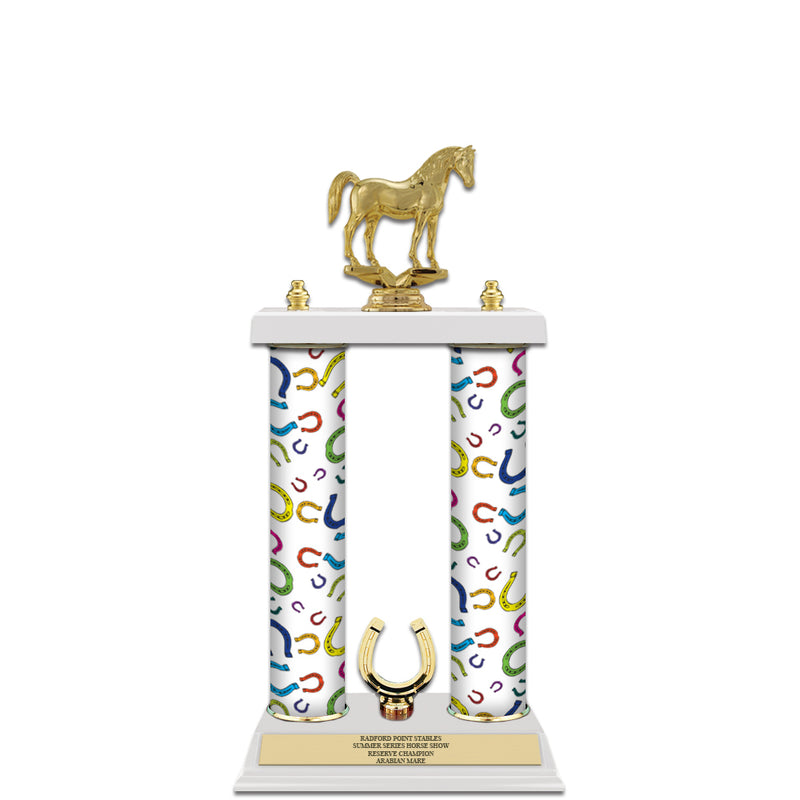 15" Custom White Finished Award Trophy With Trim