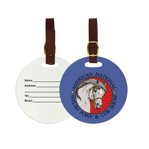 4" Full Color Custom Round Luggage Tags With Brown Leather Strap