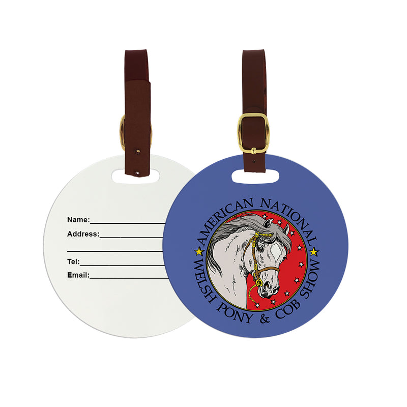 4" Full Color Custom Round Luggage Tags With Brown Leather Strap