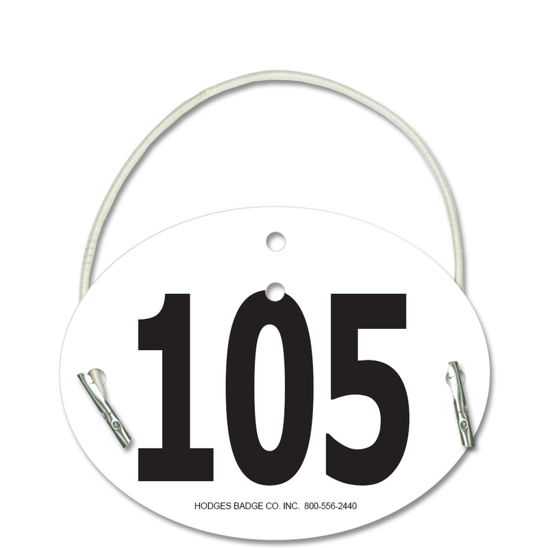 Custom Indurotec<sup>TM</sup> Full Color Oval Exhibitor Number With Elastic